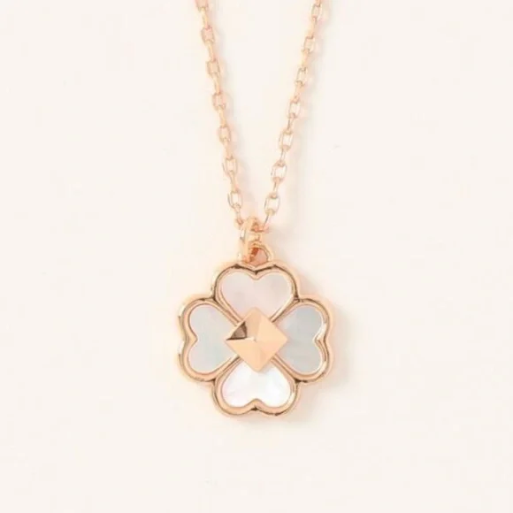 Kate Spade Rose Gold Flower Pendant Necklace Cream Enamel Spade Logo NWT Gift - Picture 1 of 16